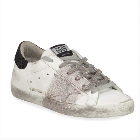 Golden Goose Shoes - Golden Goose Superstar Glitter Sneaker White Silver Black Size 39
